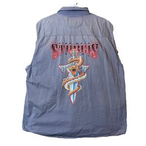 Sturgis Bike Week 2005 Sleeveless Button Up Shirt Snake Sword Graphic XL